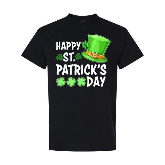 Inktastic Happy St. Patrick's Day Green Hat and Clovers T-Shirt