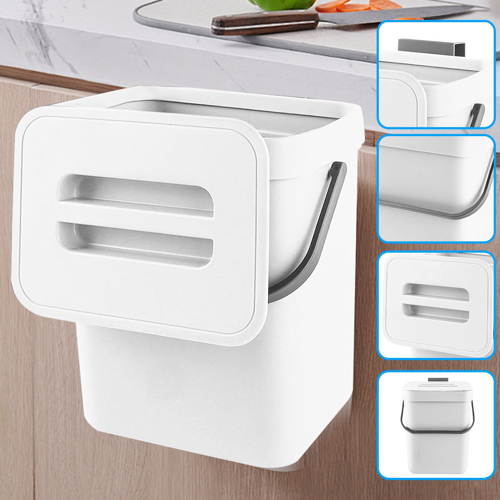 Callipe Kitchen Trash Can Hanging Organic Waste Bin Large Capacity Compact Design Bathroom Garbage Bin Container with Lid