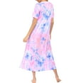 thumbnail image 6 of Avidlove Women Long Nightgowns Short Sleeve Full Length Nightshirt Side Split Nightdress Sleepwear with Pockets, 6 of 6