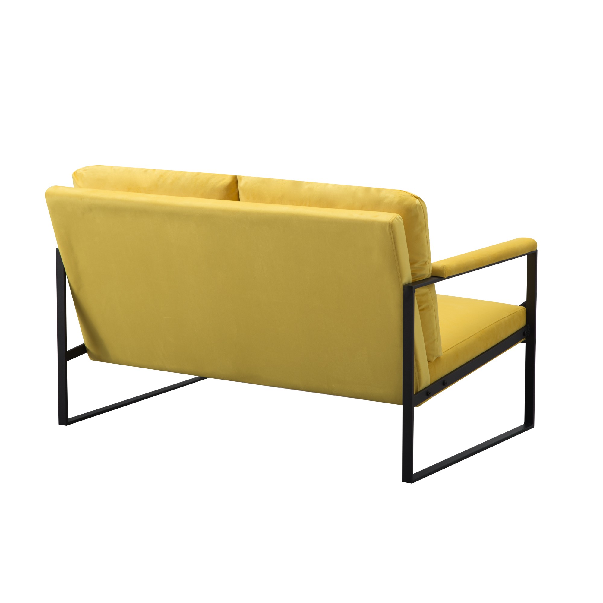 Gewnee 49.2”Metal Frame Loveseat,Modern Upholstered Sofa Chair with Armrests & Scratch-Resistant Foot Pads & Detachable Washable Backrest,Suitable for Living Rooms and Bedrooms.(Yellow)