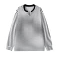 thumbnail image 4 of CFLVAEK Striped Sweatshirts for Men Big and Tall Notch V Neck Pullovers Fashion Fall Long Sleeve Sweatshirt White XXXL, 4 of 6