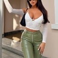thumbnail image 3 of Top de malla con cuello halter, top de malla con retazos para mujer, top de malla con retazos y hombros descubiertos, rendimiento de primera categoría, 3 of 6