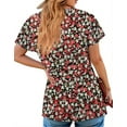 thumbnail image 5 of Fantaslook Womens Blouses Dressy Casual Pleated Tunic Tops Floral Ruffle Sleeve Summer Shirts, 5 of 8