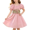 thumbnail image 2 of Girls' Renaissance Two Piece Dress Floral Cinch Belt Off Shoulder Puff Sleeve Flared A Line Skirt Vintage Cosplay for Girls 3-12Y, Halloween Costumes for Girls Pink 8 Years, 2 of 8