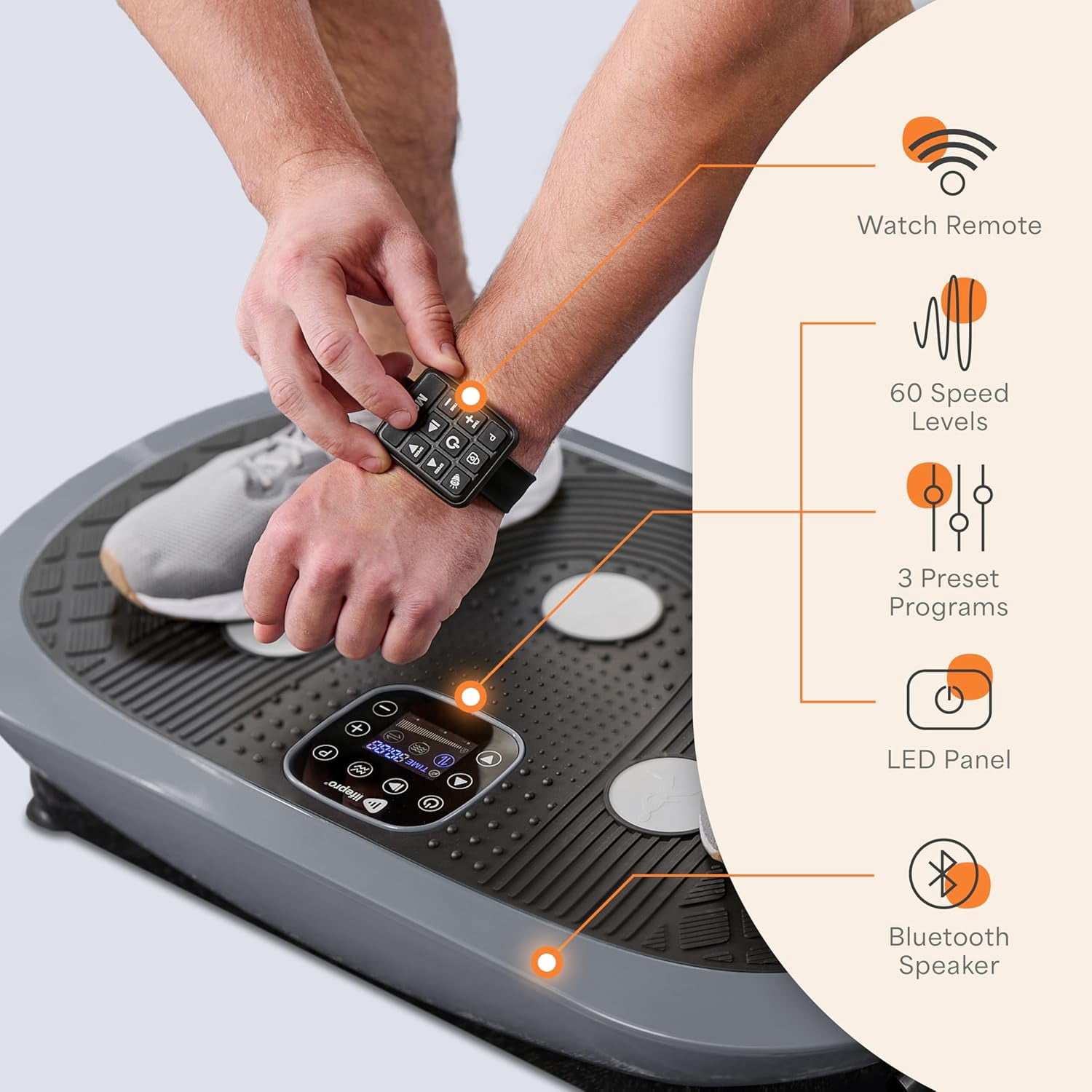 Lifepro Rumblex Plus 4D Vibration Plate Exercise Machine – Triple Motor Full Body Vibrating Plate for Weight Loss, Recovery, Circulation & Lymphatic Drainage - Gray