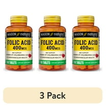 (3 pack) Mason Natural Folic Acid 400 mcg, 100 Tablets