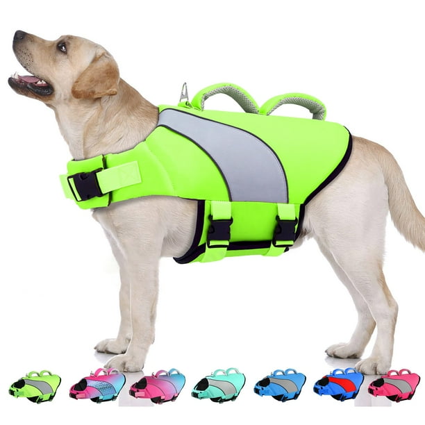 Doglay Chaleco Salvavidas Para Perros Chaleco Salvavidas Para Perros Con Asas Dobles De Rescate Y Rayas Reflectantes Chaleco De Seguridad Para Natación Ajustable De Alta Visibilidad Salvavidas Para Ma