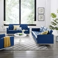 thumbnail image 2 of Tufted Loveseat and Sofa Set, Faux Leather, Silver Blue Navy, Modern Contemporary Urban Design, Living Lounge Room Hotel Lobby Hospitality, 2 of 6