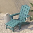 thumbnail image 6 of BizChair HDPE Adirondack Chair with Cup Holder and Pull Out Ottoman, All-Weather HDPE Indoor/Outdoor Lounge Chair in Blue, 6 of 11