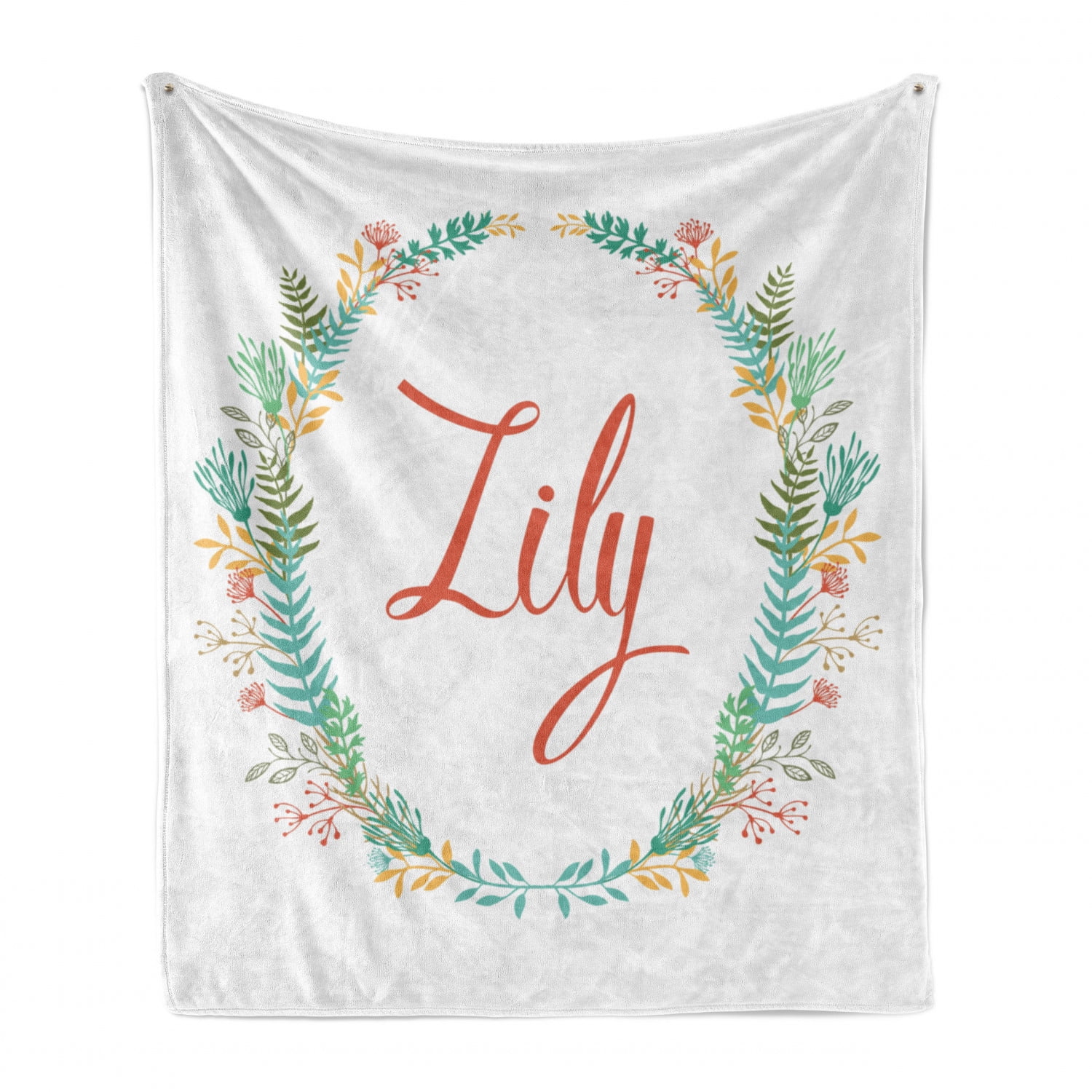 Lily Soft Flannel Fleece Blanket, Colorful Wreath Design with Foliage Leaf  Celebratory Girl Name Classic Nature Pattern, Cozy Plush for Indoor and  Outdoor Use, 70" x 90", Multicolor, by Ambesonne - Walmart.com