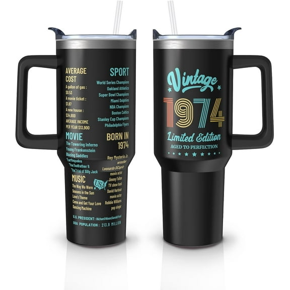 Happy 41th Birthday Gifts for Men Him, Dad- 41 Years Old Birthday Gifts Idea - Turning 41 Forty-one Birthday Tumbler 40oz(1984 Black) 