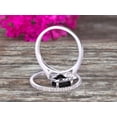 thumbnail image 4 of 2Pcs Wedding Ring Set Cushion Cut 2.55 Carat Black Diamond Moissanite Engagement Ring On 10k White gold Matching Band Vintage Look Halo Design, 4 of 5