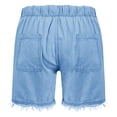 thumbnail image 4 of Girls Denim Shorts with Adjustable Drawstring Elastic Waist Light Wash Frayed Hem Summer Jean Shorts for Kids 4-14 Years,Size 7-8T, 4 of 8