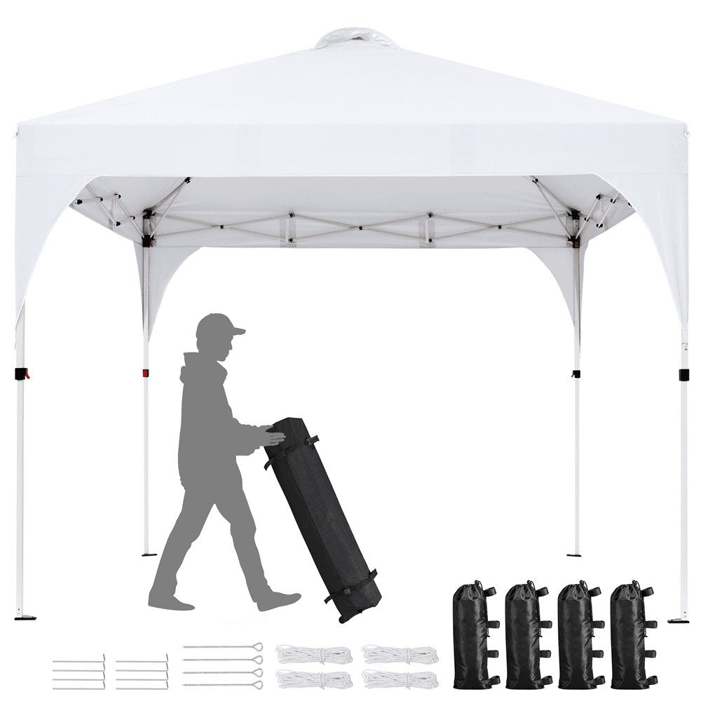 Alden Design 10-Person Canopy Tent with Stakes Ropes Sandbags Wheeled Bag, White