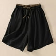 thumbnail image 2 of BLVB Summer Shorts for Women Casual Solid Color Elastic Waist Drawstring Cotton Linen Shorts with Pockets, 2 of 6