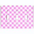 thumbnail image 2 of Metal Light Switch Wall Plate Outlet Cover (Pastel Pink Gingham Picnic Wallpaper- Triple Toggle), 2 of 2