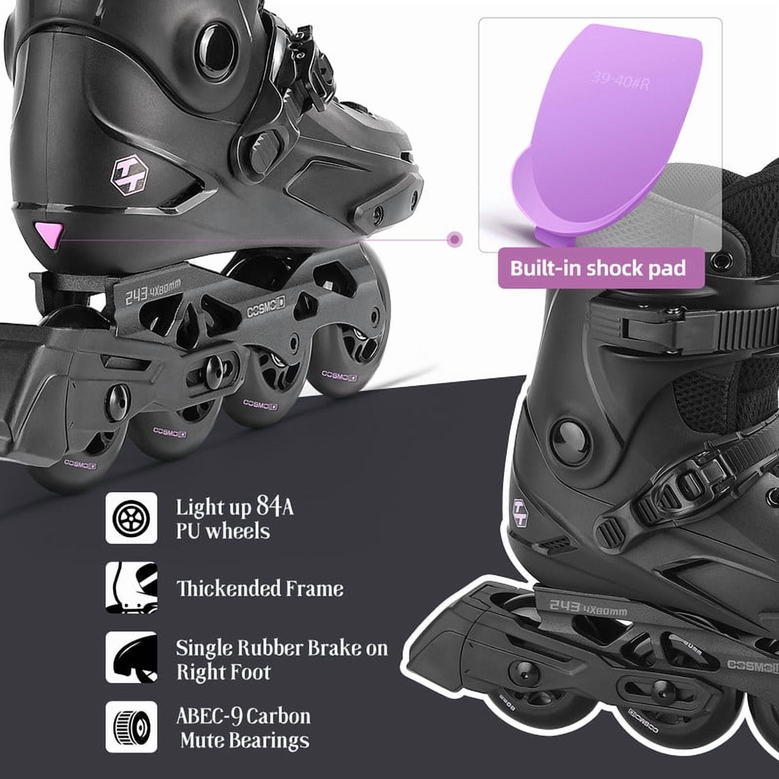 Professional Inline Skates for Women Men, COSMOID Roller Blades Adult Male Female, Size 5-13，Professional Fitness Roller Skates Blades for Unisex