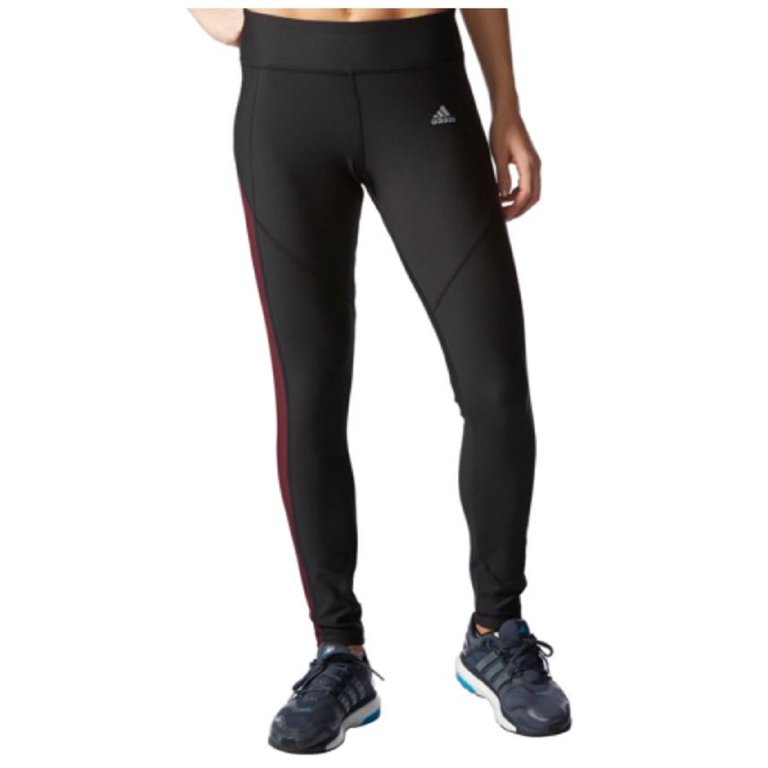 Adidas Womens Ultimate Fleece Tights - Climawarm Running Leggings  (Black/Maroon, Large) 