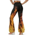 thumbnail image 3 of FKELYI Vintage Flame Print Flare Leggings Women's Bell Bottom Yoga Pants Wide Leg Pants Split Front Boot Cut Yoga Leggings Tummy Control Sweatpants for Indoor & Outdoor, M, 3 of 7