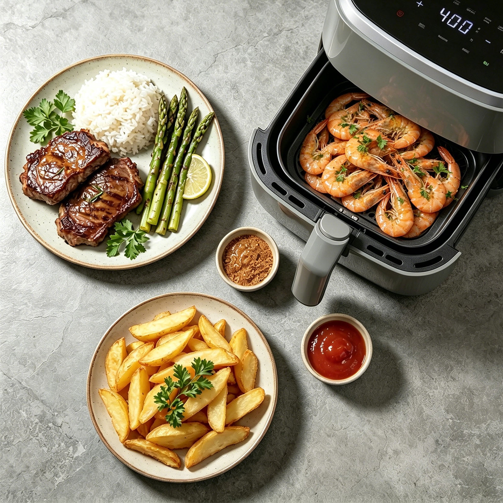 Casabay 4 QT Air Fryer with Viewing Window, 1500W 8-in-1 Electric Hot Air Fryer Oven, Digital Display, Compact Multi-Functional Cooker for Home Kitchen, Gray