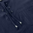 thumbnail image 4 of Spring Cotton Linen Long Blouse Top for Men Henley V Neck Lace Up Shirt Solid Long Sleeve Hippie Casual Beach T Shirts, 4 of 8