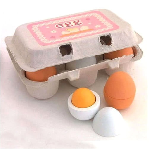 Kitchen Food Pretend Role Play Wooden Magnetic Omelette Egg Yolk Children ToJKU 