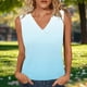 thumbnail image 2 of Mujeres sin mangas Tops de verano gradiente color fuera de posición impresión V-cuello blusa casual Mujeres V-cuello de verano Tops, 2 of 8