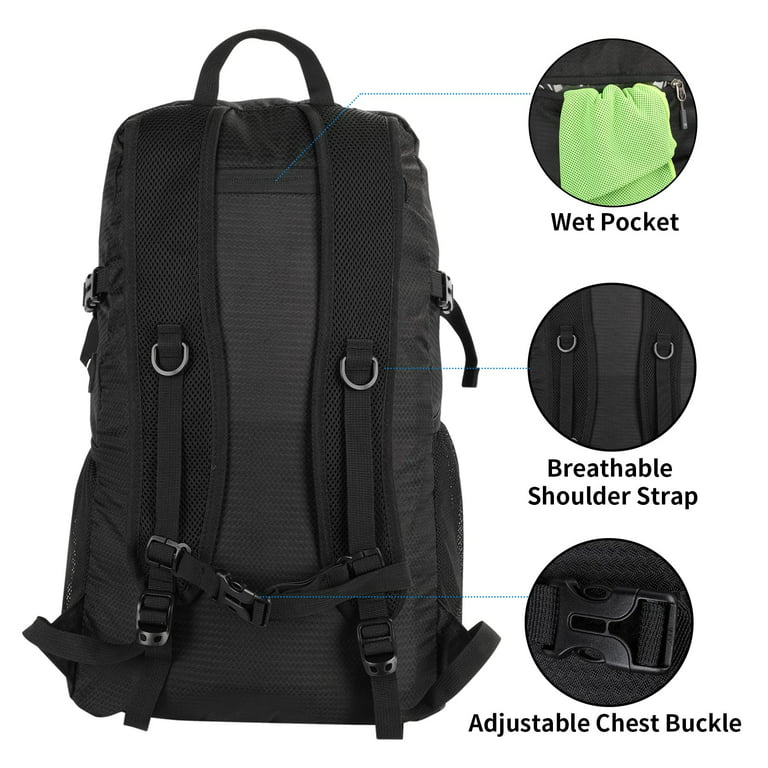 WATERFLY Crossbody Sling Bag Small Water Resistant Backpack Lightweight  Shoulder Chest Daypack for Men Women Hiking Travel Small Black