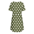 thumbnail image 6 of FRSASU Summer Short Sleeve Dresses for Women Dot Print Slim Fit Adjustable Strap Casual V-Neck Flowy Mini Dresses Army Green-A7, 6 of 6