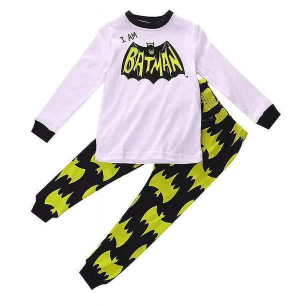 Pijamas de superhéroes para niños, ropa de dormir, pijamas, conjunto de pijama,Batman blanco negro,4-5 años