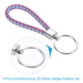 thumbnail image 3 of Braided Leather Keychain with Stainless Steel Key Ring, PU Woven Wristlet Lanyard, Rose Red Sapphire Blue, 3 of 5
