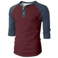 thumbnail image 4 of Summer Spring Henley Shirts for Men Raglan 3/4 Sleeve Jersey Top Baseball T-Shirts Casual Cotton Sport Athletic Tee, 4 of 7