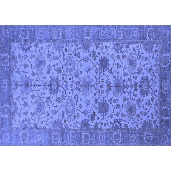 Ahgly Company Machine Washable Indoor Rectangle Oriental Blue Traditional Area Rugs, 4' x 6'
