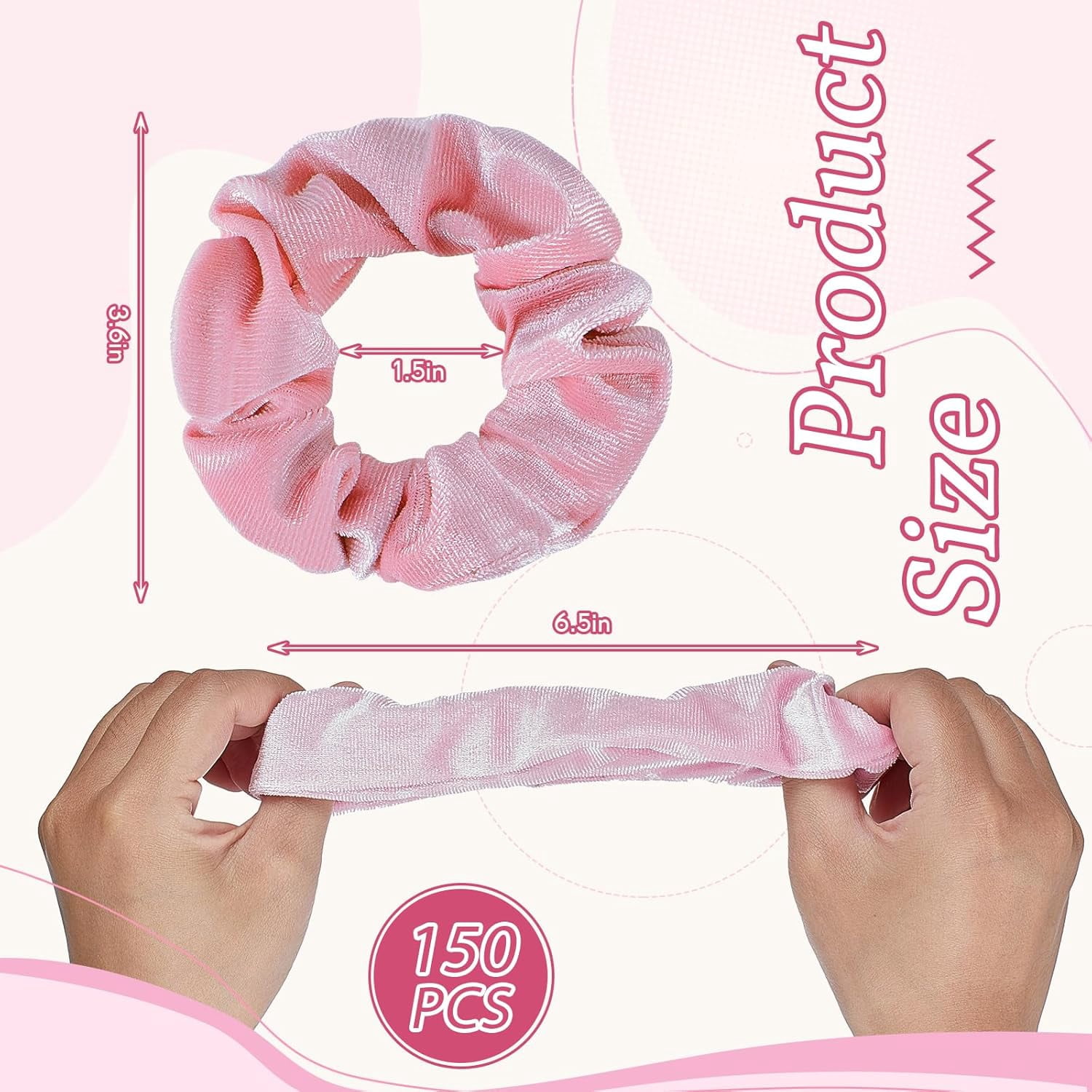100 Pcs Pink Velvet Scrunchies Bulk Soft Hair Scrunchy Cute Hair Ties Scrunchies Solid Color Elastic Bands for Women Girl Party Favors (Pink)