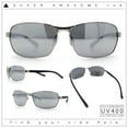 thumbnail image 2 of Mens 90s Rectangular Metal Rim Sport Wrap Arm Sunglasses Silver - Silver Mirror, 2 of 8