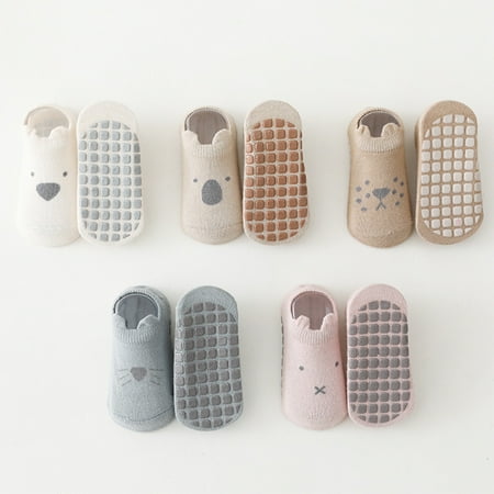 

MyBeauty 1 Pair Floor Socks Cartoon Expression Anti-skid Breathable Toddlers Slip Socks for Home Blue L
