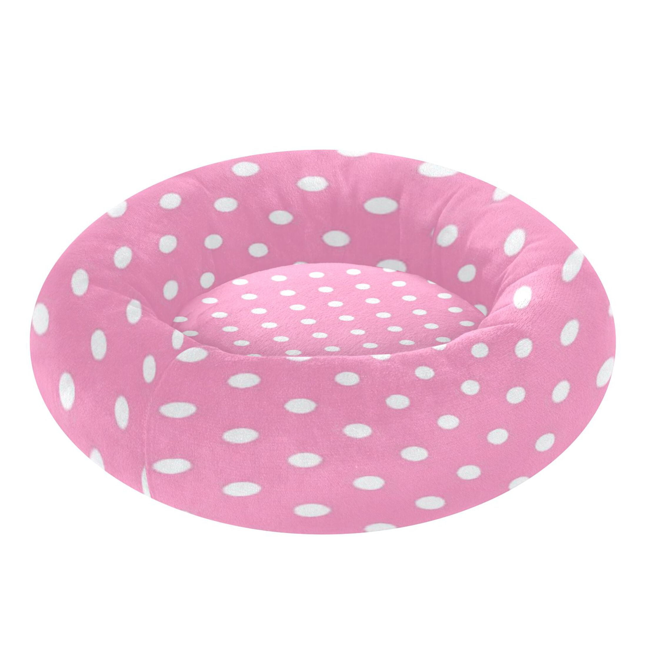Iauyy Pet Couch Donut Cat Bed for Indoor Cats/Small Dogs Washable & Machine with Non-slip Bottom Calming Cat Furniture, Dot Fabric (M)