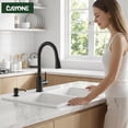 thumbnail image 2 of Matte Black Kitchen Faucet with Pull Down Sprayer and Soap Dispenser, DAYONE Single Handle High Arc Stainless Steel Kitchen Faucet Tap, with Escutcheon & 3 Functions, 2 of 8