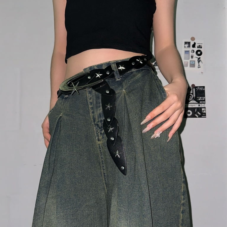 Y2K Star Studded Wide Belt for Women & Men, Adjustable  display picture 1