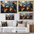 thumbnail image 4 of Designart "Cubic Gold and Blue Mosaic Tiles VI" Abstract Framed Wall Art Decor - Modern Gold Abstract Marble Hallway Framed Wall Art Decor, 4 of 6
