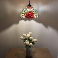 thumbnail image 3 of Tiffany Pendant Lights Plug In Red Orange Stained Glass Rose Flowers LED Bulb Included for Dining Room 12"W*12"D*60"H, 3 of 4