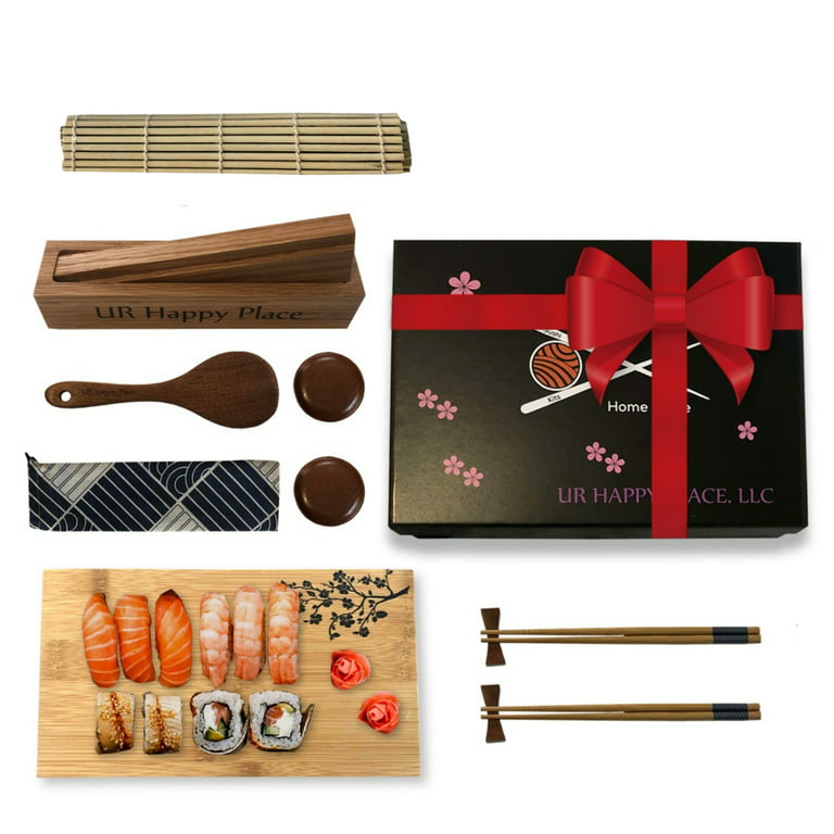 NEW Japanese PINK Sushi Making Kit Travel Box (with Wooden Roller