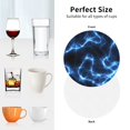 thumbnail image 6 of Pofeuu Blue Lightning Print Coasters for Drinks, 4Pack PU Leather Coasters, Bar Drink Coasters for Tabletop Protection, Furniture from Damage-Round Shape, 6 of 6