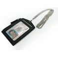 thumbnail image 1 of Blocking Genuine Leather ID Badge Holder with Lanyard Credit Card Holder Zip Pocket Metal Chain, 1 of 5
