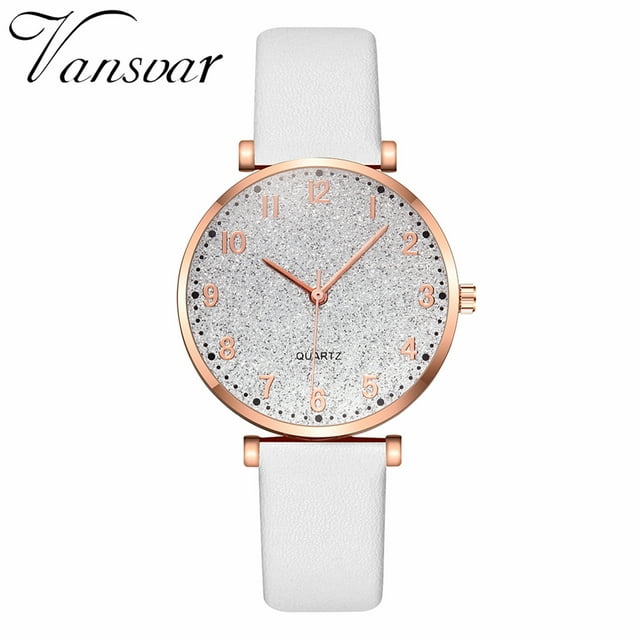 Reloj de cuarzo para mujer, relojes para mujer vansvar Reloj de pulsera casual de cuarzo con correa de cuero para mujer Reloj de pulsera