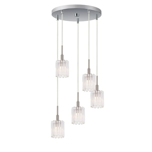 Woodbridge Lighting Candice 5-light Glass Cluster Pendant in Nickel