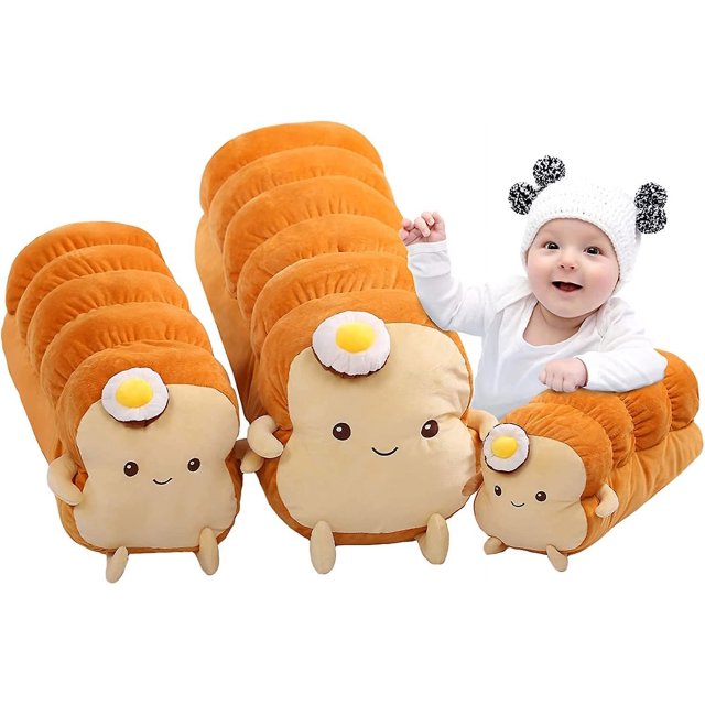 Almohada Rellena De Pan Tostado De Huevo Frito, Juguete De Peluche Relleno De Pan Gordito para Dormir, Gran Abrazo, Juguete De Peluche con Cojín De Sofá De Pan Tostado Suave Y Esponjoso para Niño
