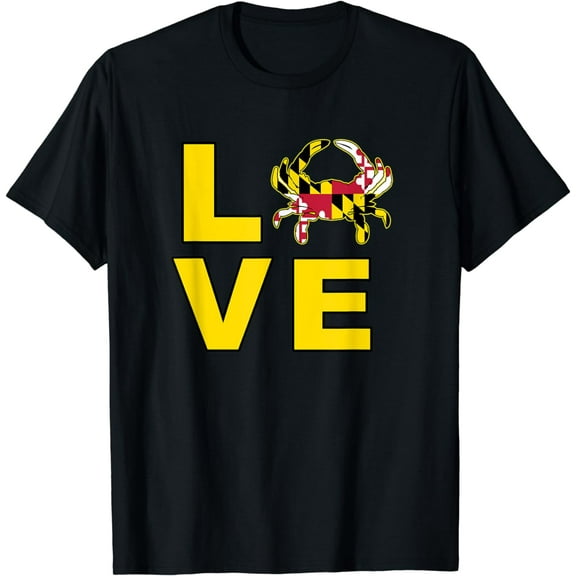 Love Maryland State Flag Crab Banner Baltimore Hon T-Shirt