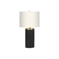 thumbnail image 2 of 24" Modern Table Lamp – Ribbed Black Concrete Base, Gold Accents, Ivory Linen Shade, 3-Way Switch (100W) – Contemporary Lighting for Living Room or Bedroom, 2 of 7