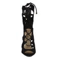 thumbnail image 4 of Breckelles BK04 Women Suede Peep Toe Cut Out Lace Up Stiletto Sandal Heel, 4 of 6